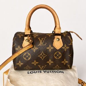 LOUIS VUTTON Mini Nano Speedy Monogram Crossbody Bag With LV Dust Bag LV Box COA